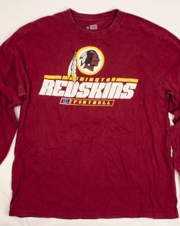 Burgundy shirt with long sleeves. Redskins logo on front.